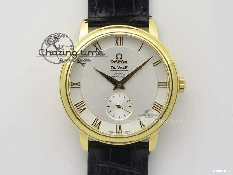 0310 Contemporary De Ville MK 1:1 Best Edition YG White Dial On Black Leather Asian Seagull T1701 (Sec@6) 8233